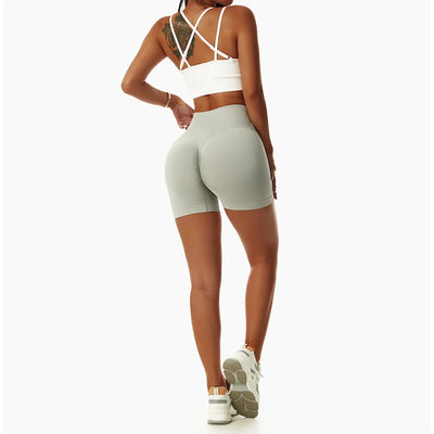 High Waist Running Gym Shorts Tight Fit Seamless Gym Shorts