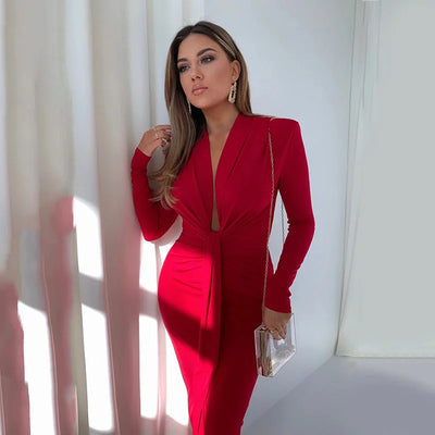 Summer Hot New Long Sleeved Waist Pleated Dress