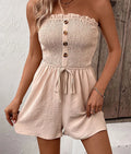 Solid Color Bandeau Jumpsuits