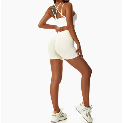 High Waist Running Gym Shorts Tight Fit Seamless Gym Shorts