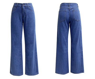 Stretch Wash Denim Fashion Straight Leg Pants Jeans Women’s Pants