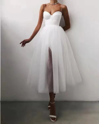 A Line Dress With Suspenders