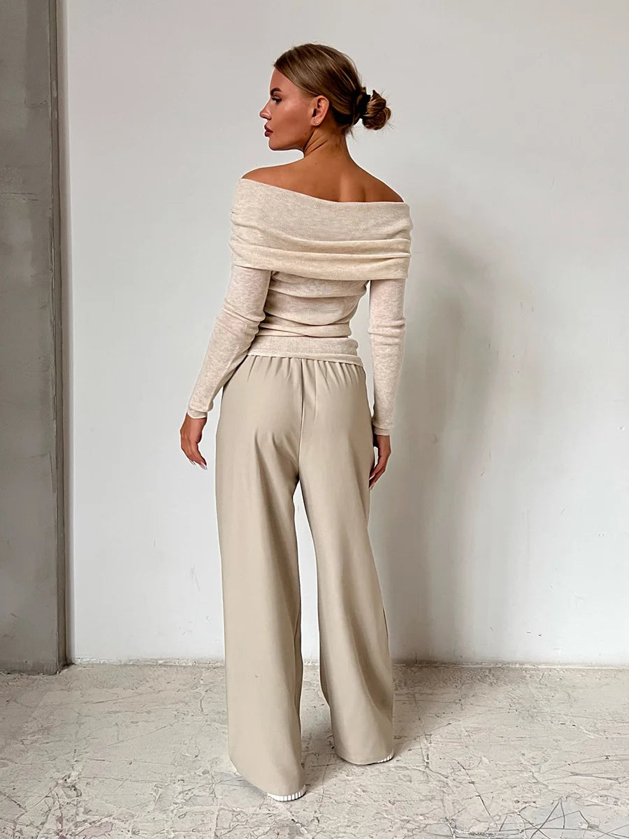 Boat Neck Knitted Sweater
