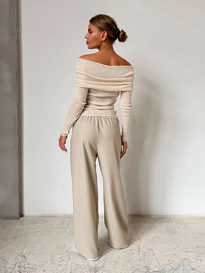 Boat Neck Knitted Sweater