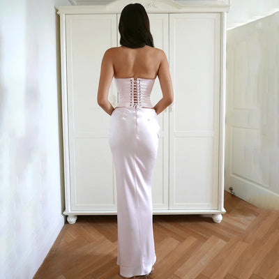 Stylish And Sexy Dress With Long Satin Skirt
