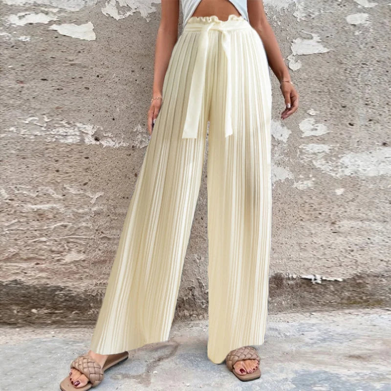 100 Pleated Drape Wide Leg Pants