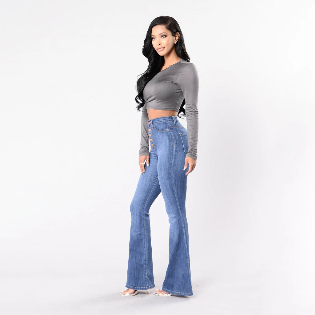 Slims High Rise Hip Bartledge Denim Bell Bottoms