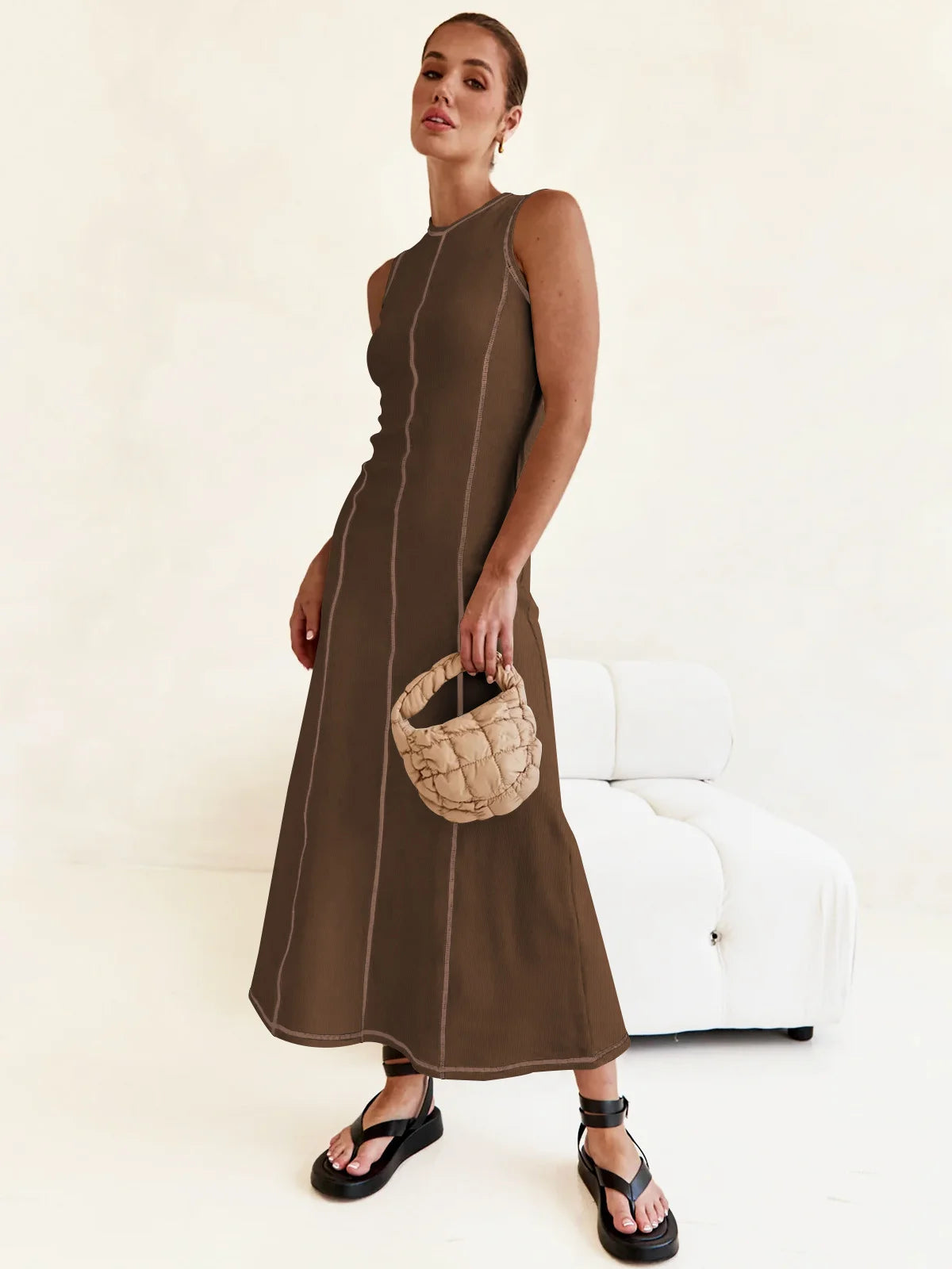 Sleeveless Round Neck Knitted Dress