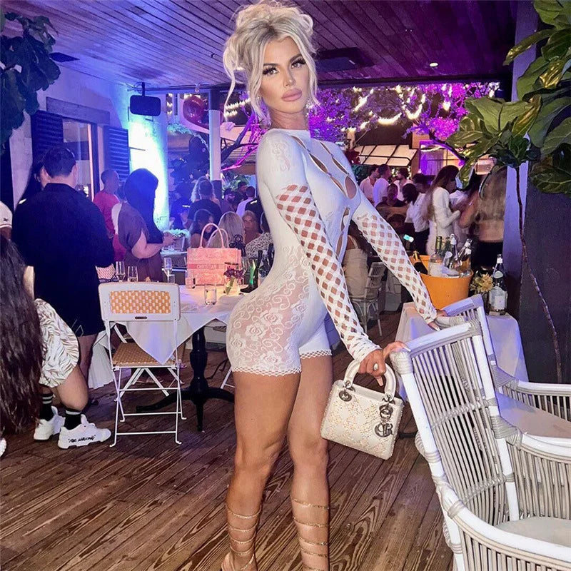 Long Sleeve Round Neck Short Jumpsuit