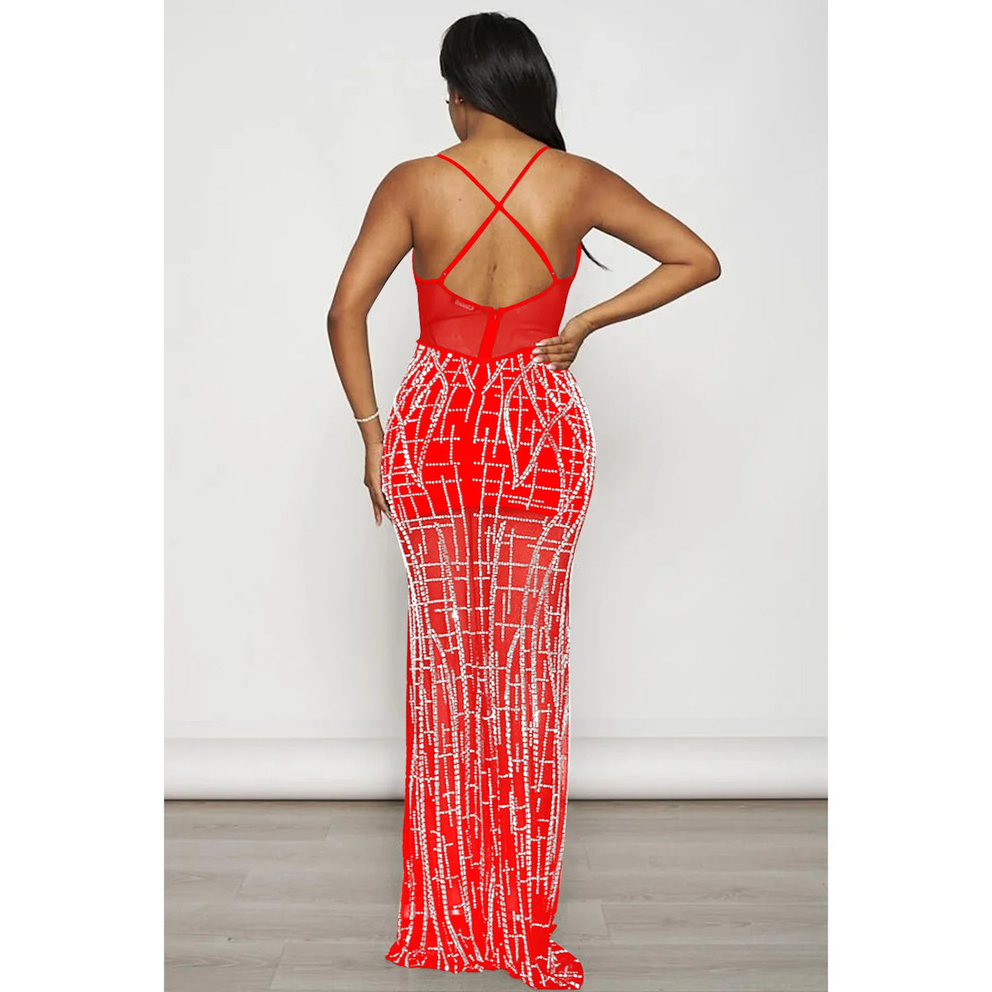 Hot Diamond Strap Long Dress