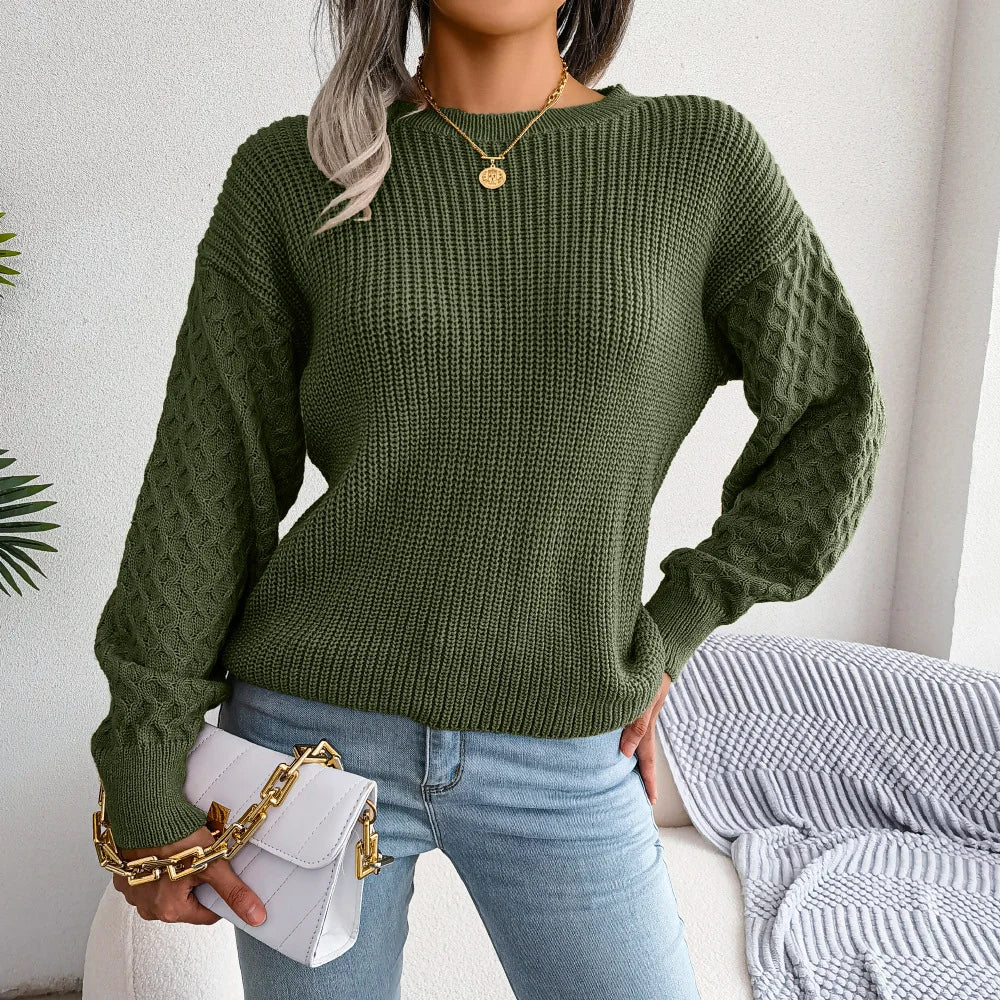 Casual Lantern Long Sleeved Knitted Sweater