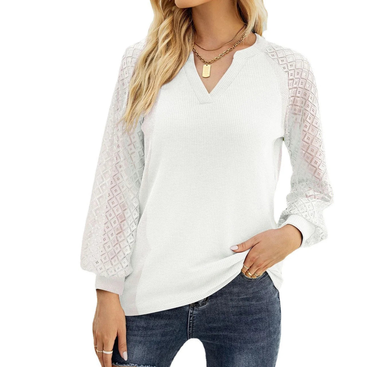 Long Sleeve V-Neck Blouse