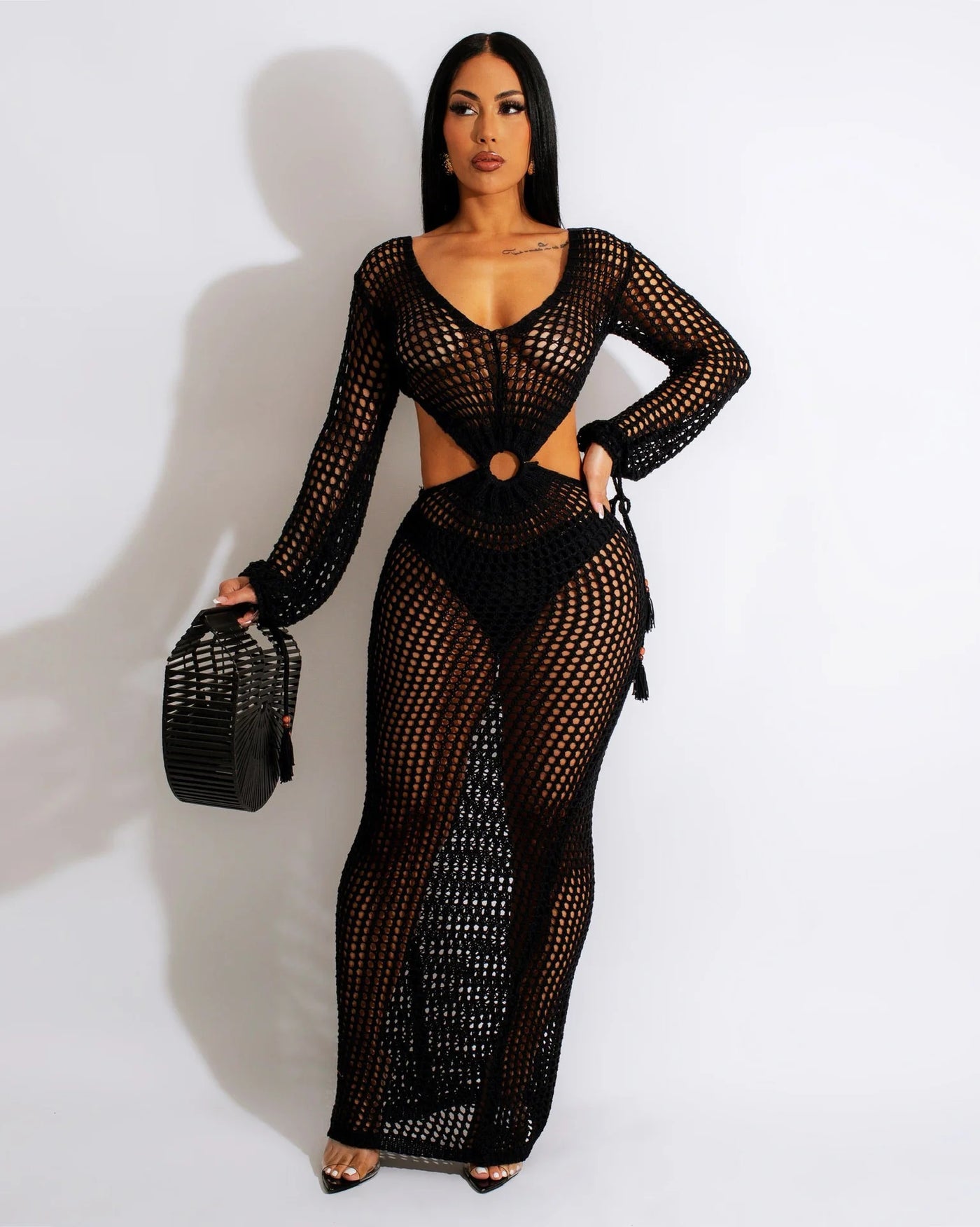 V-Neck Beach Top Knitted Dress