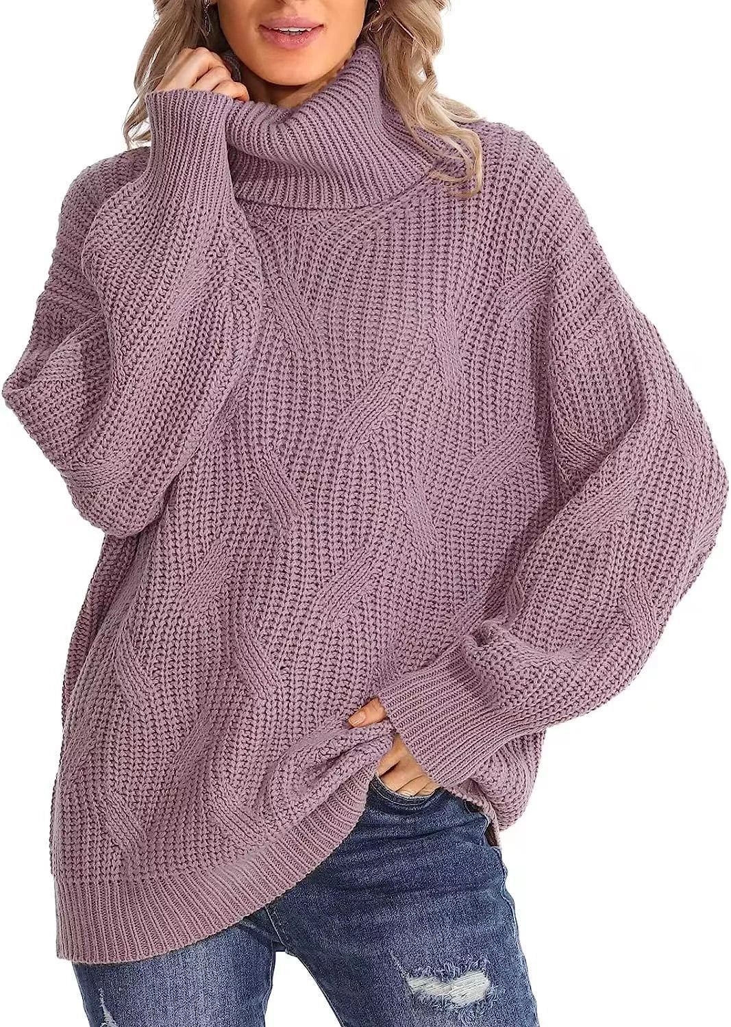 Loose Knitted Turtleneck Sweater