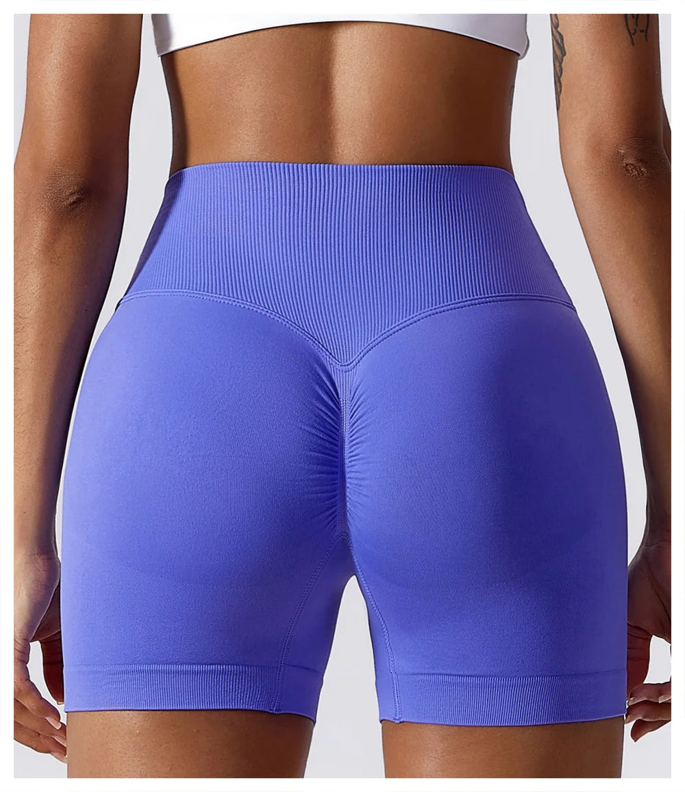 High Waist Running Gym Shorts Tight Fit Seamless Gym Shorts