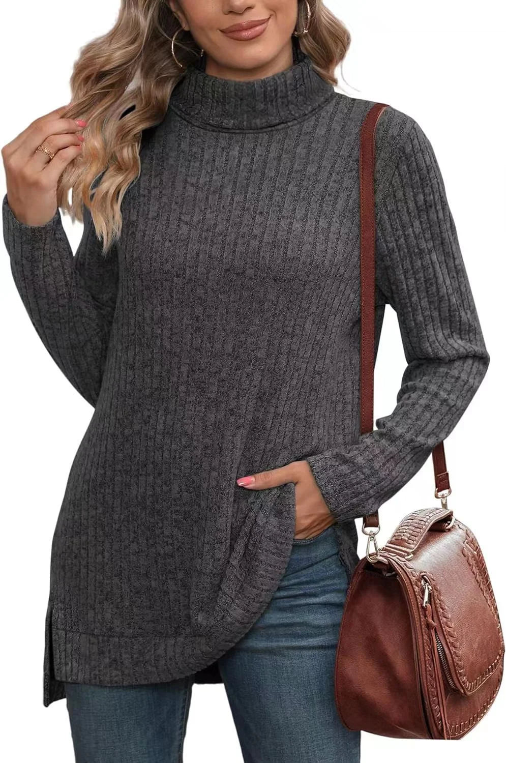 High Sweater With Slit