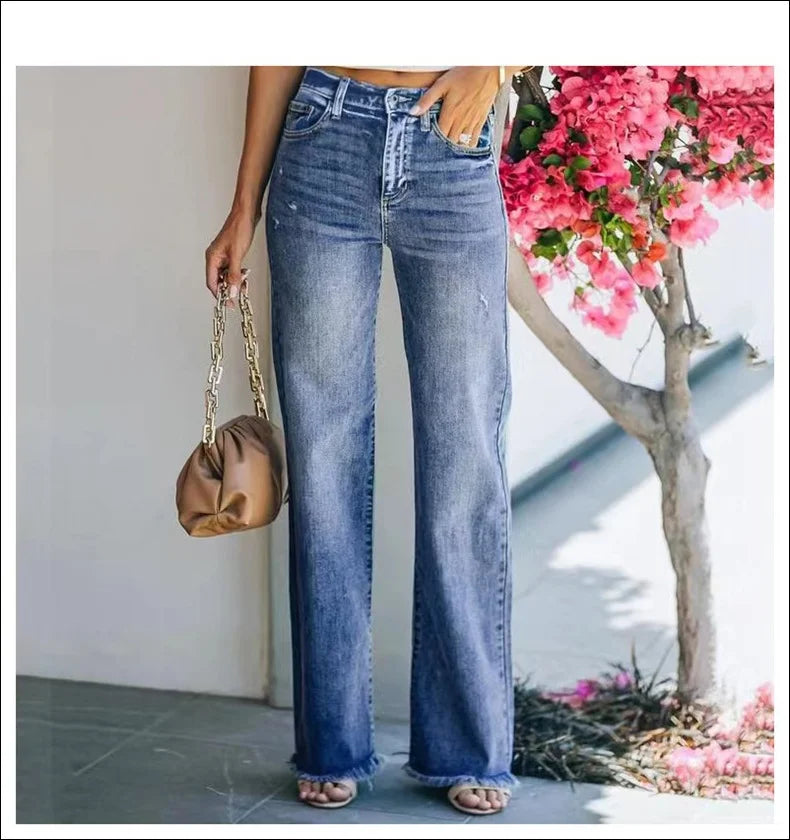 Washed Wide Leg Pants With Holes