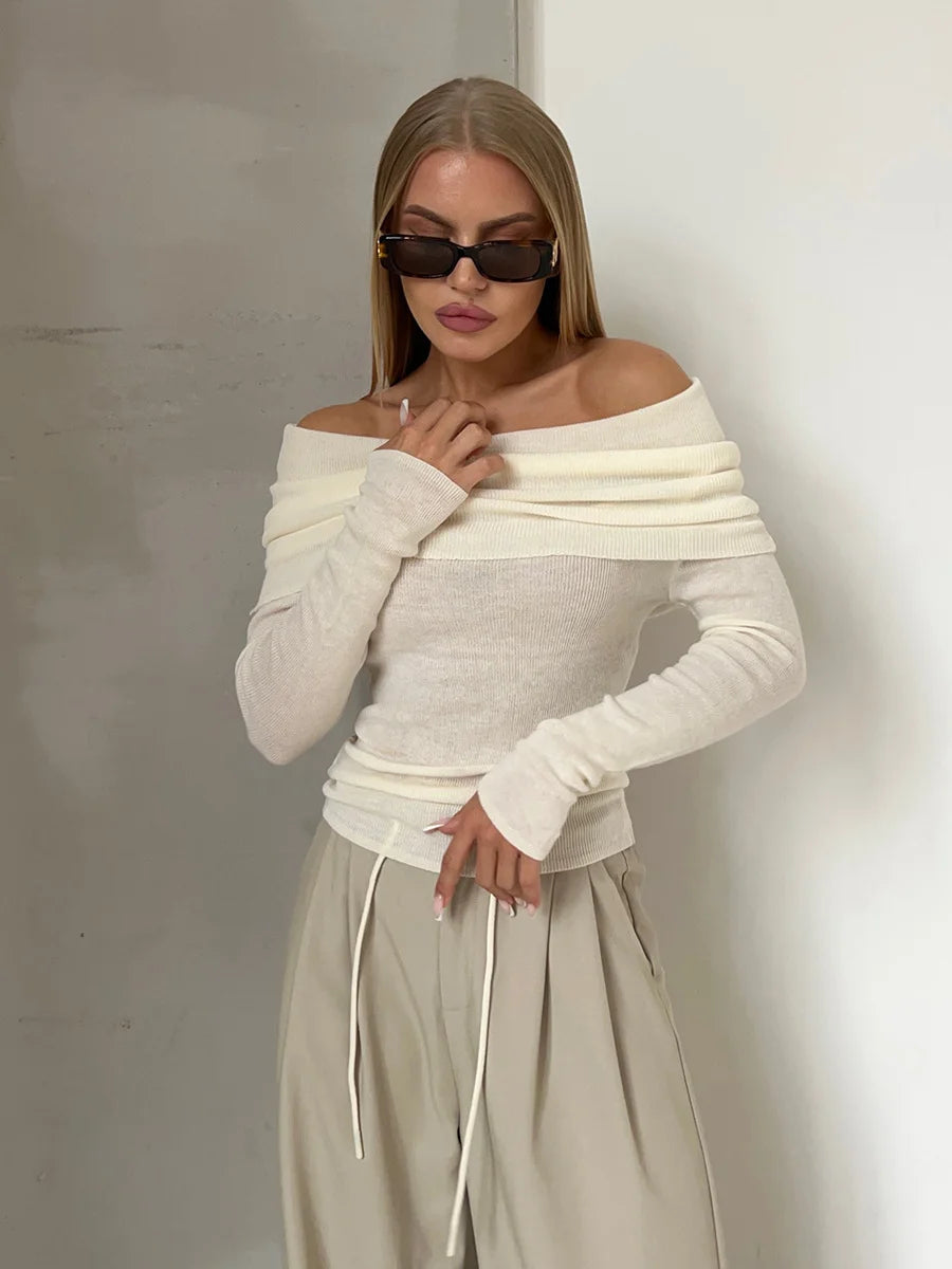 Boat Neck Knitted Sweater