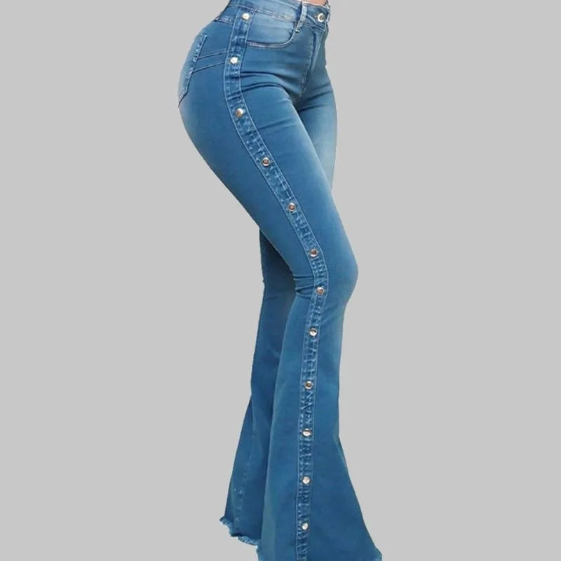 Burst High Waisted Stretch Bell Bottom Jeans