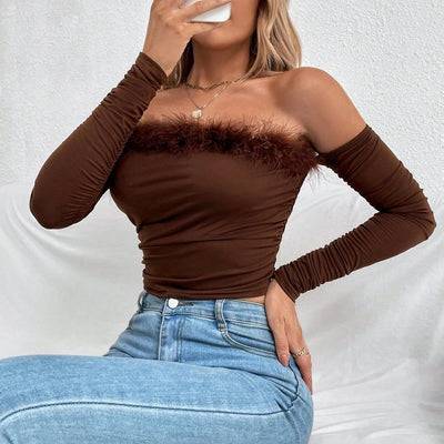 Long Sleeve Top with Straight Neckline
