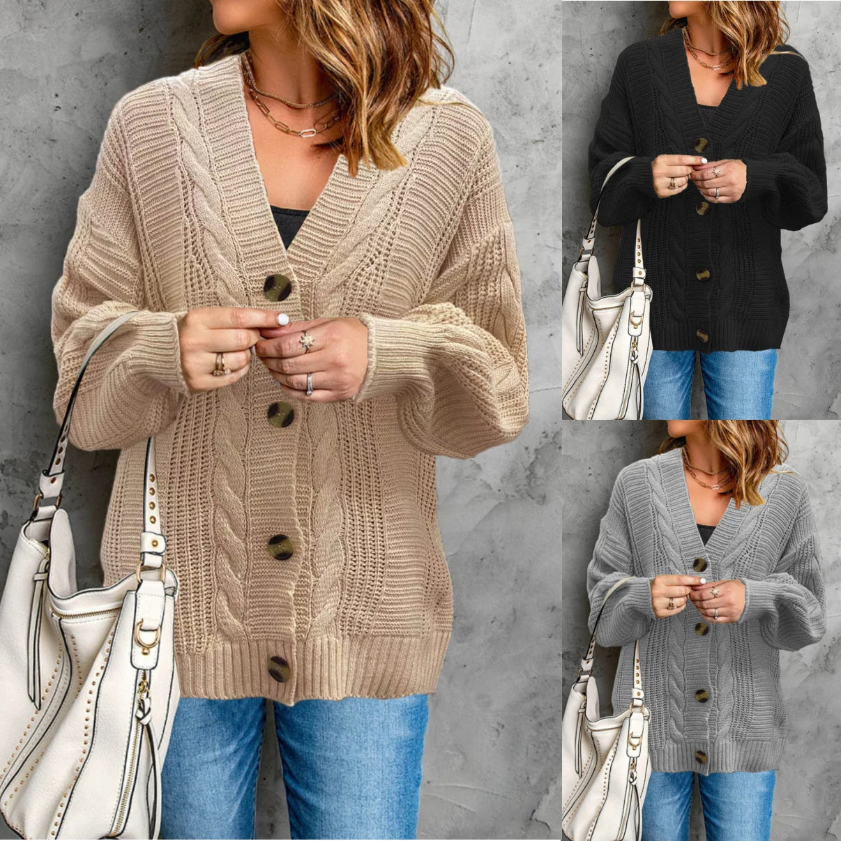 Jacquard Button Knitted Sweater Cardigan Jacket