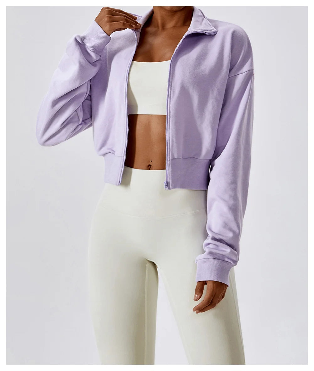 Long-Sleeve Sports Sweatshirt with Loose Zipper