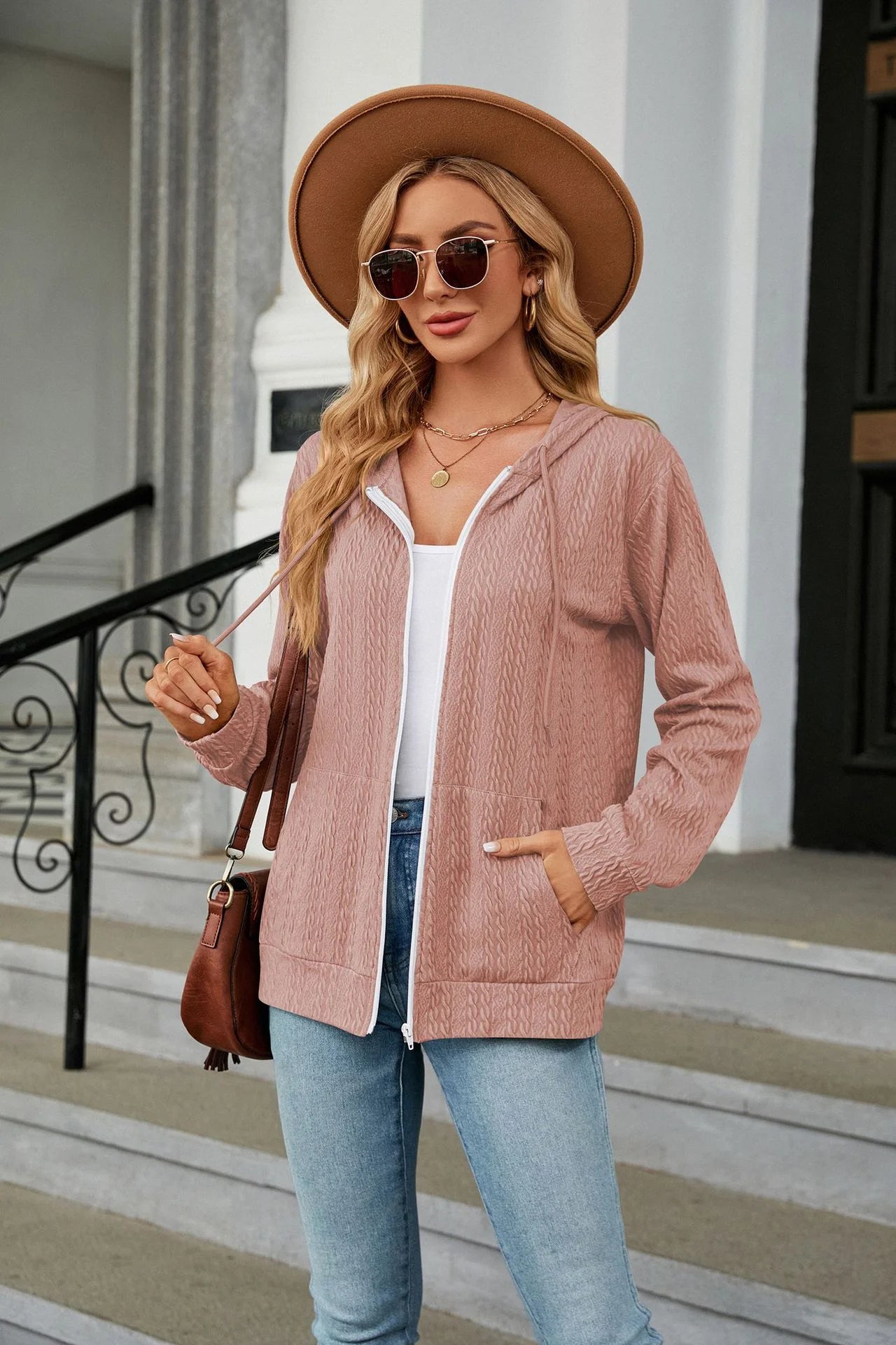 Hooded Zipper Cardigan