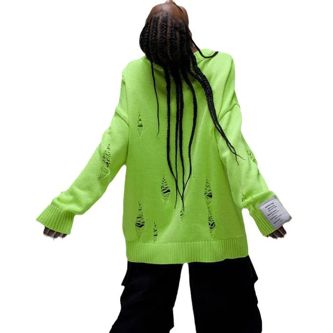 Casual Ripped Crew Neck Sweater Women’s