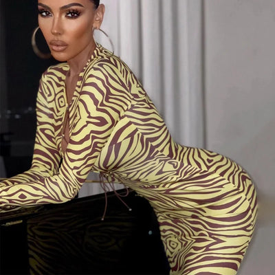 Print Cut Out Long Sleeve Slim Dress