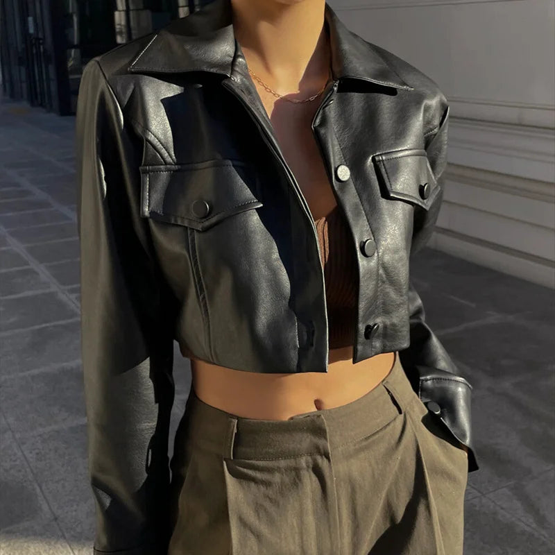 Women’s Sexy Short Leather Jacket