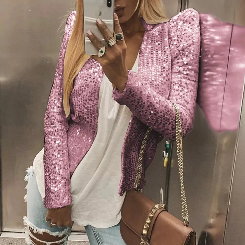 Solid Color Sequin Jacket