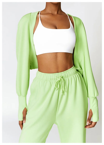 Knitted Cardigan With Bat Sleeves With Sports Jacket Running Sports