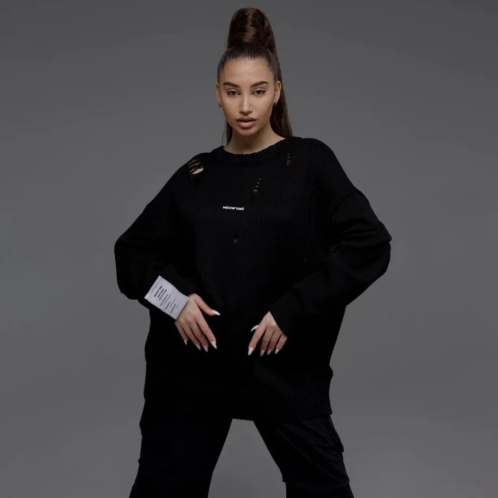 Casual Ripped Crew Neck Sweater Women’s