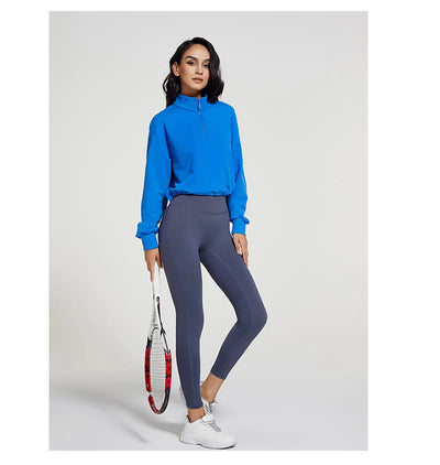 Stand Collar Fitness Sweatshirt Women’s Loose Zipper
