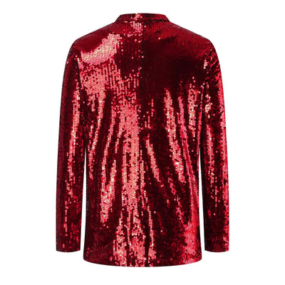 Long Sleeve Lapel Sequin Jacket