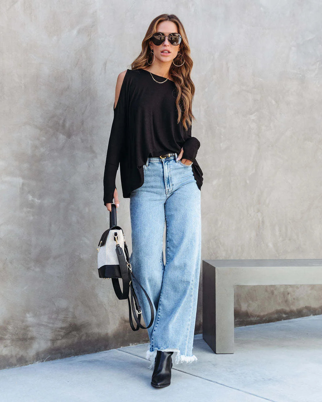 Casual Wide Leg Jeans With Irregular Tassels
