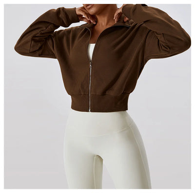 Long-Sleeve Sports Sweatshirt with Loose Zipper