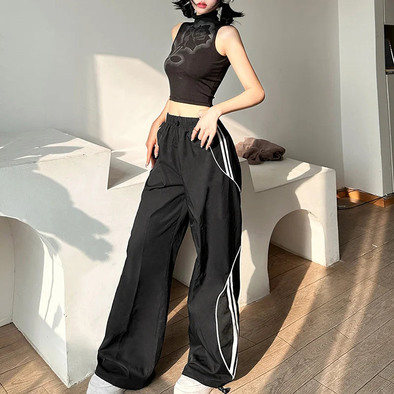 Loose Straight Pants With Drawstring