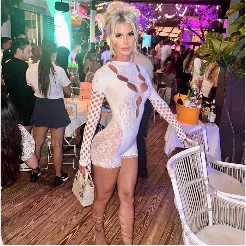 Long Sleeve Round Neck Short Jumpsuit
