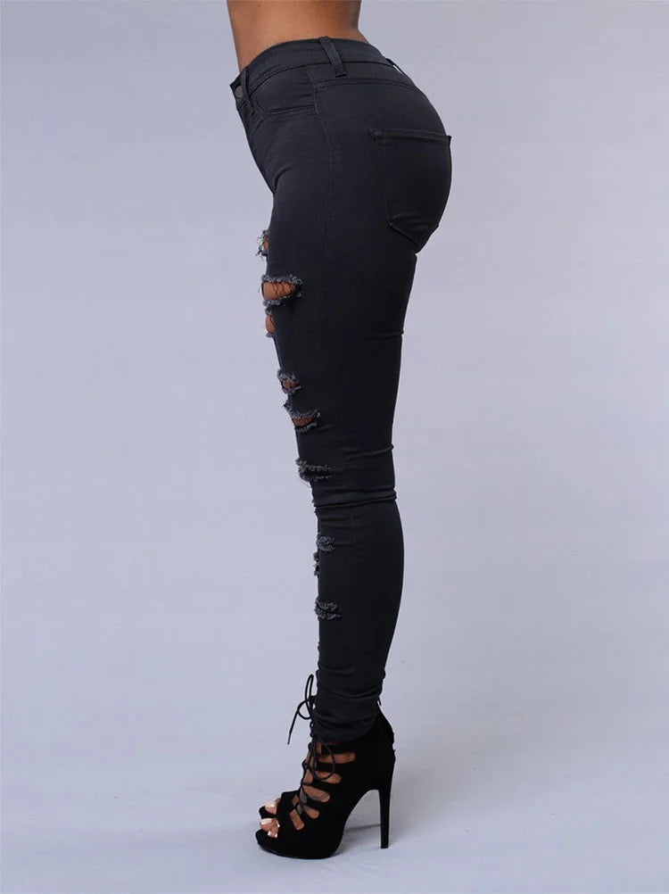 Ripped Jeans Women’s Shank Pants