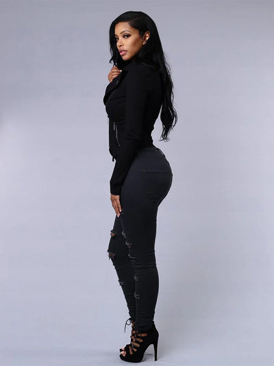 Ripped Jeans Women’s Shank Pants