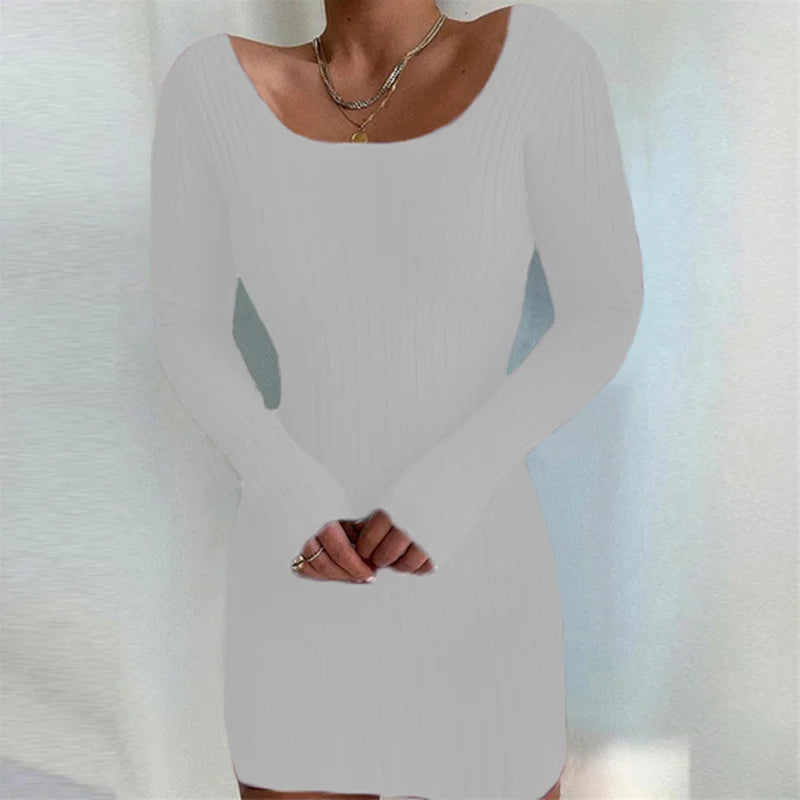 Long Sleeved Knitted Sweater Dress