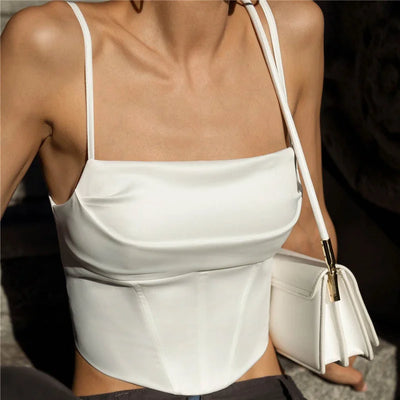 Striped Straps Backless Slim Fit Sleeveless Vest