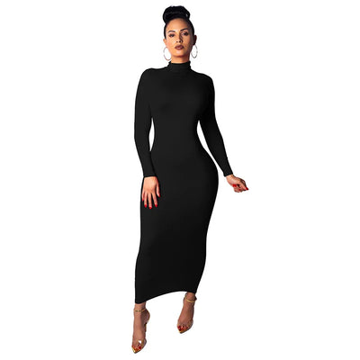 New Style Long Skirt Sexy High Necked Dress Large Slim Skirt
