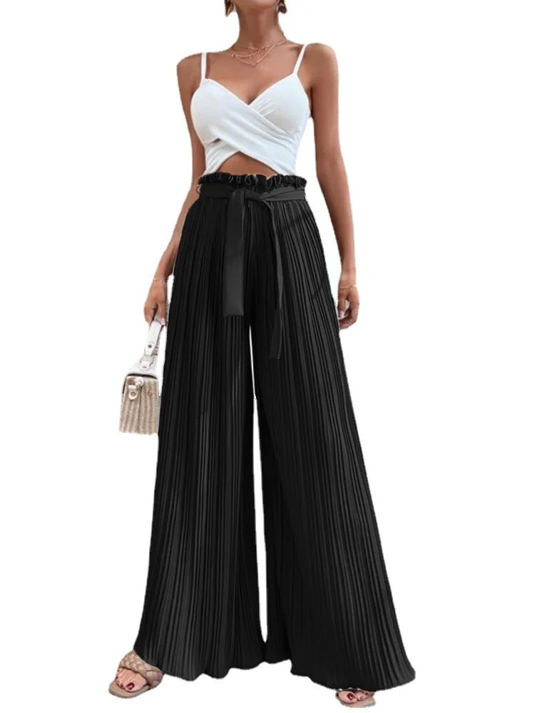 100 Pleated Drape Wide Leg Pants