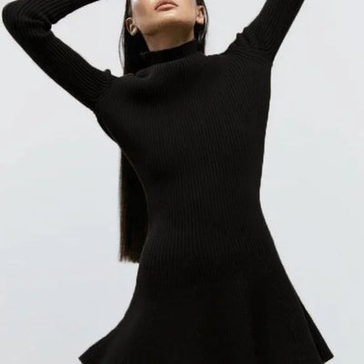 High Neck Long Sleeve Tight Dress