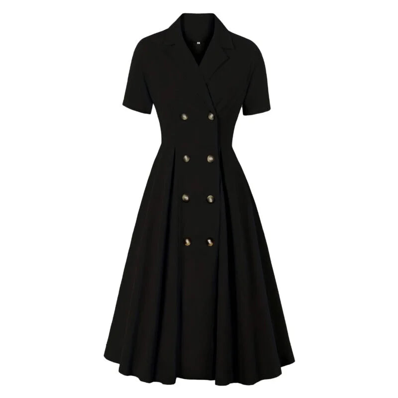 Solid Color Suit Collar Dress High Waist OL Temperament Skirt