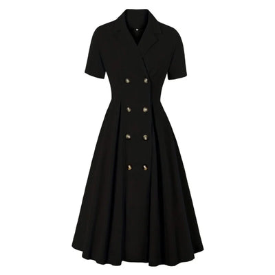 Solid Color Suit Collar Dress High Waist OL Temperament Skirt