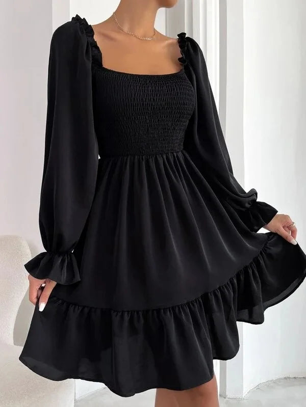 A Dress With Ruffled Hem