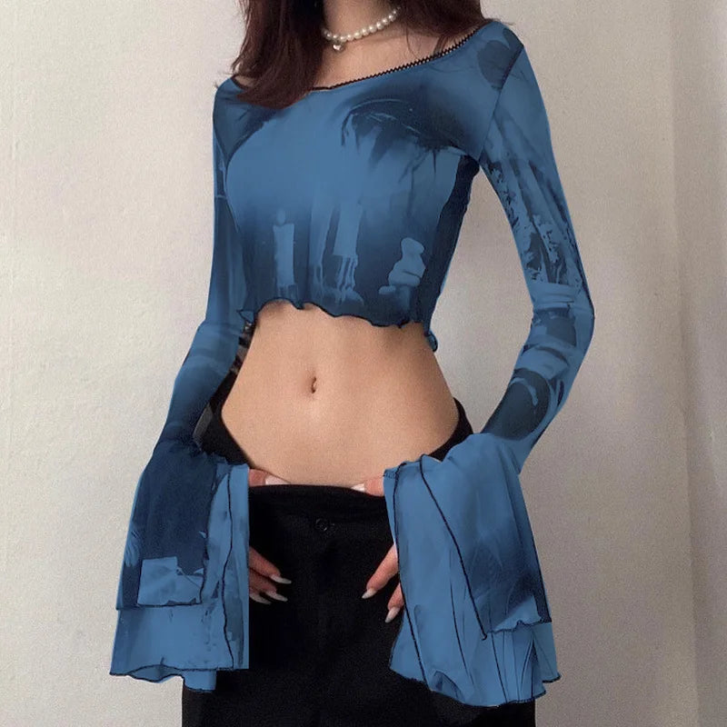 Women’s Casual T-shirt Long Sleeve Exposed Navel